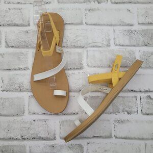 Reef Cushion Muse White and Golden Yellow Strappy Sandals Women's Size 9
